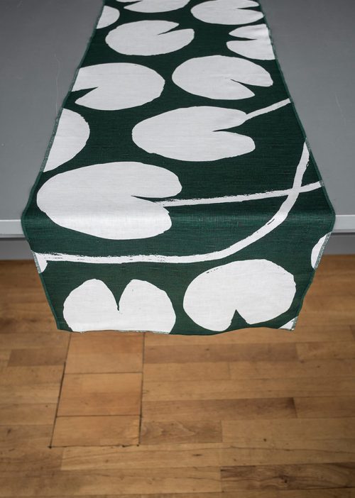 北歐設計師款 - 荷花桌旗, 深綠 Water lilies Table Runner, Green