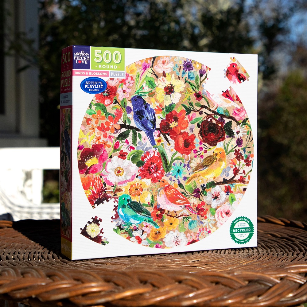 eeBoo 500片圓形拼圖 – 花團錦簇 Birds & Blossoms 500 Piece Round Puzzle | Rocking ...
